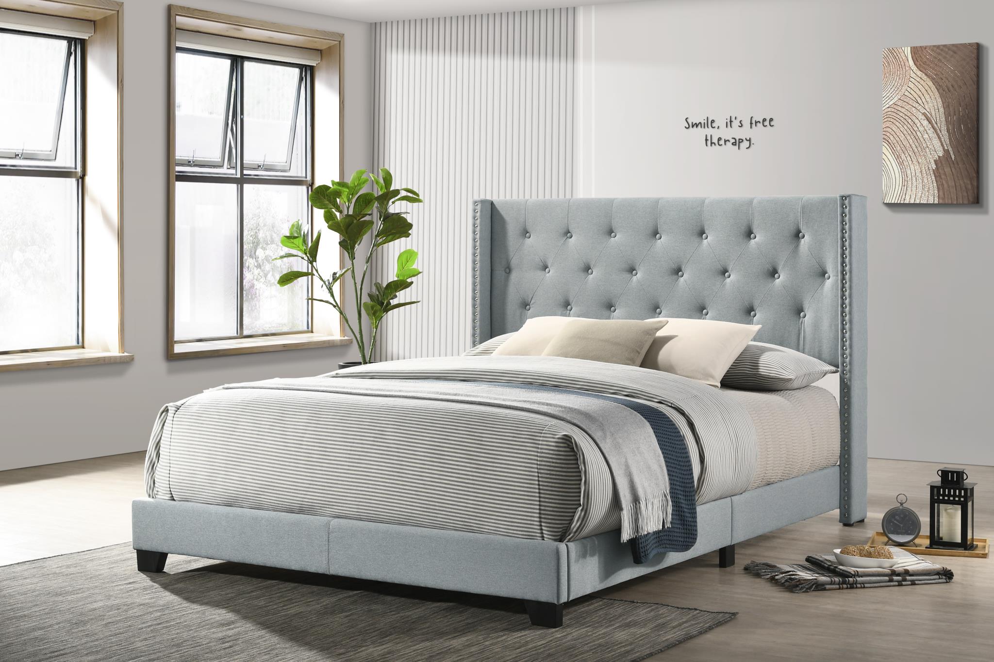 Teal Tufted Upholstered Bed