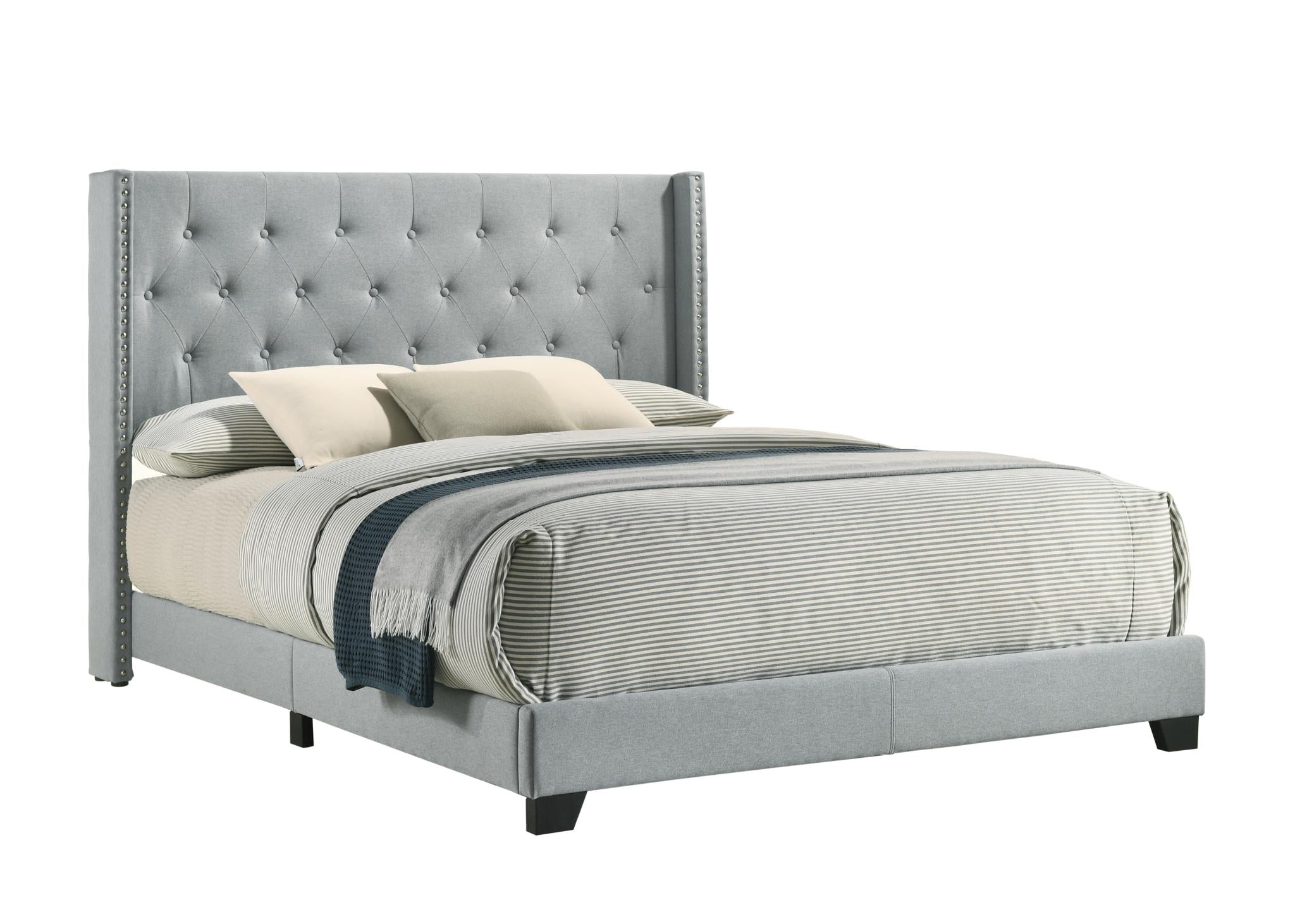 Teal Tufted Upholstered Bed – product view 3