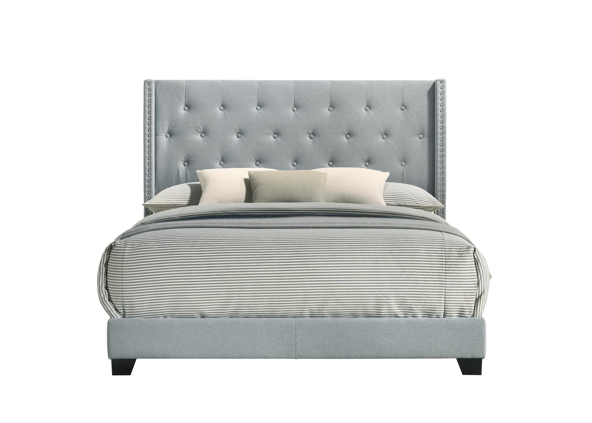 Teal Tufted Upholstered Bed – product view 2