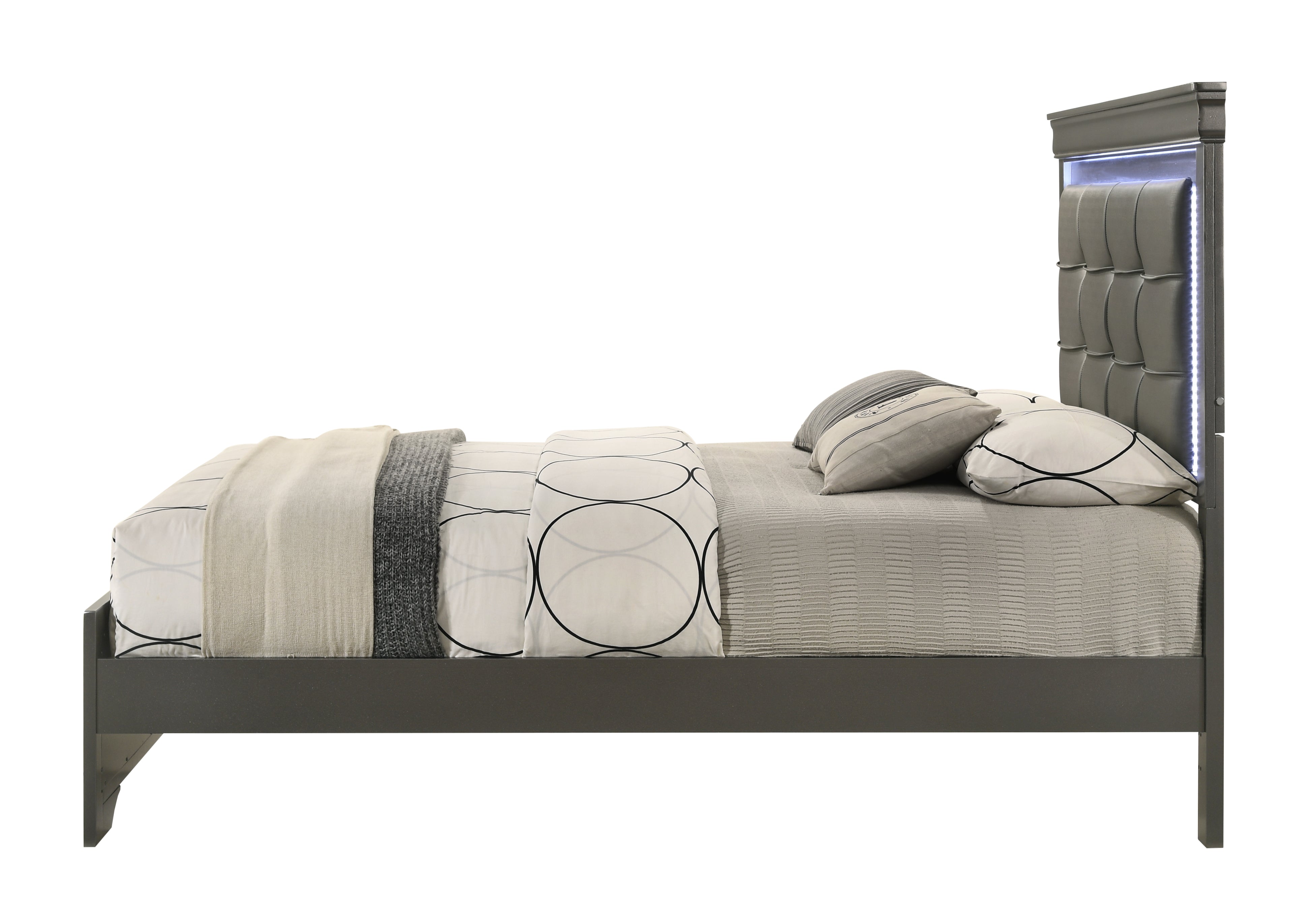 Arya Grey LED Bed – product view 3