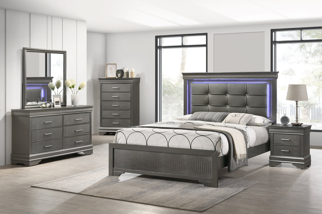 Arya Grey LED Bed