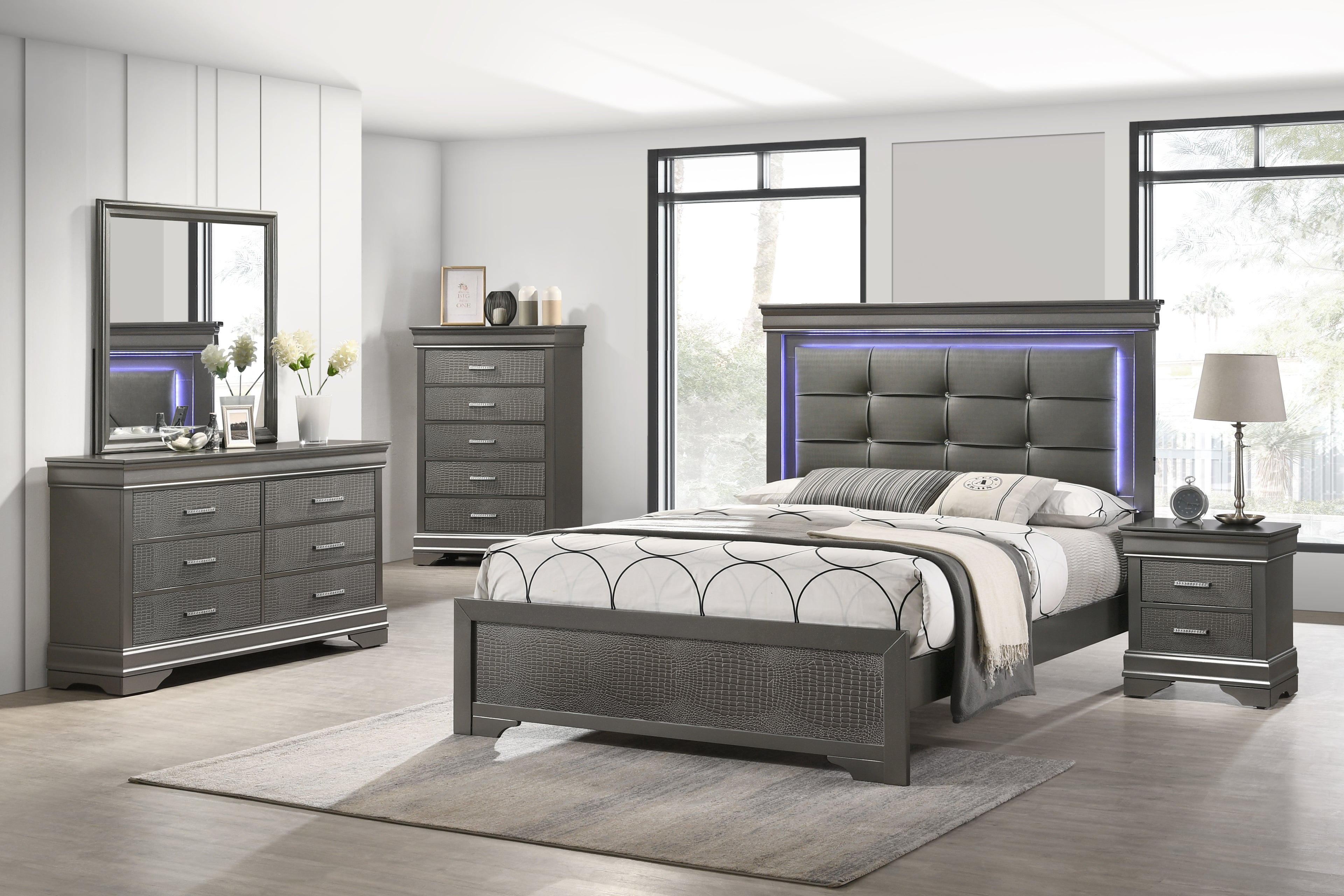 Arya Grey LED Bed