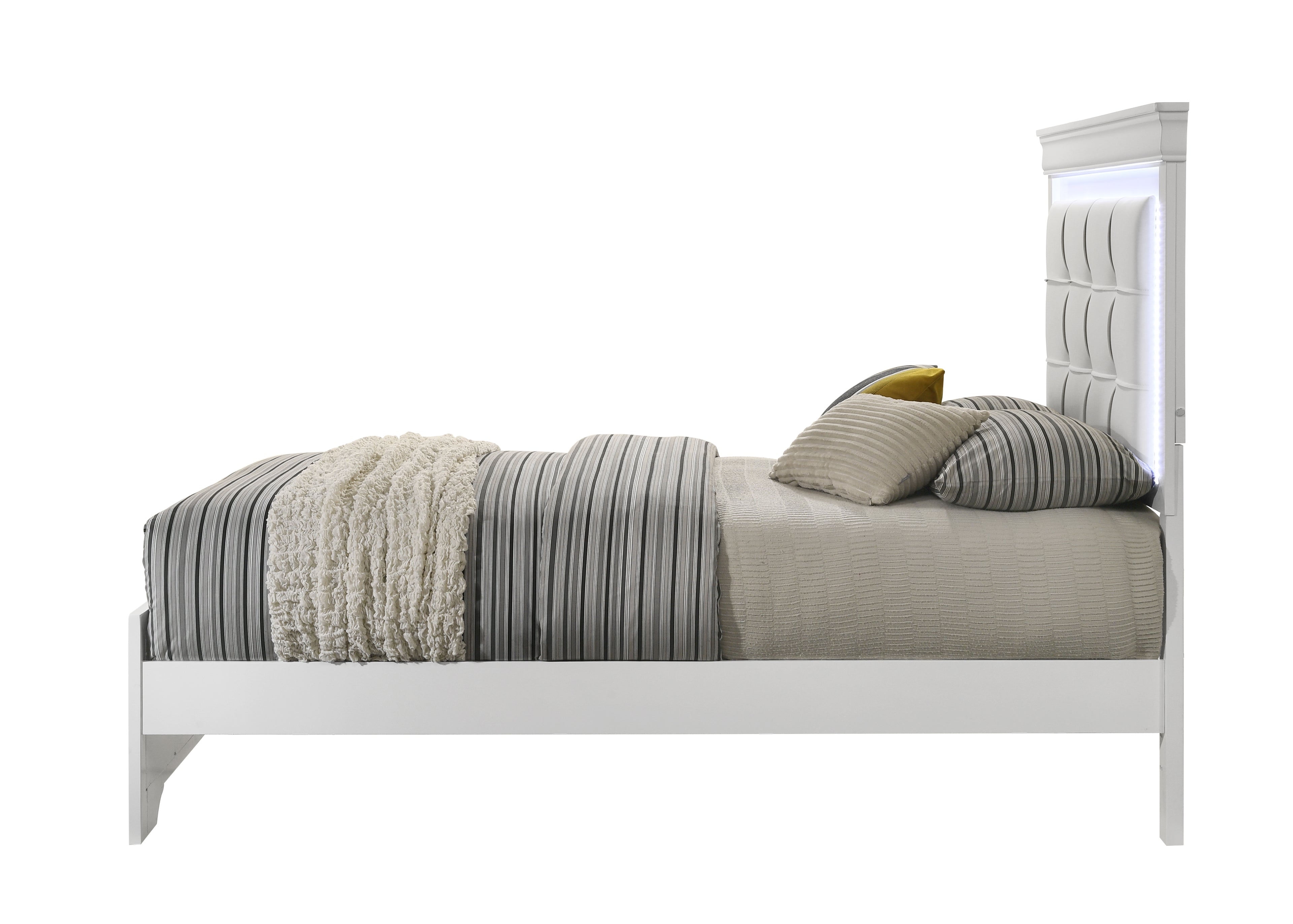 Arya White LED Bed – product view 2