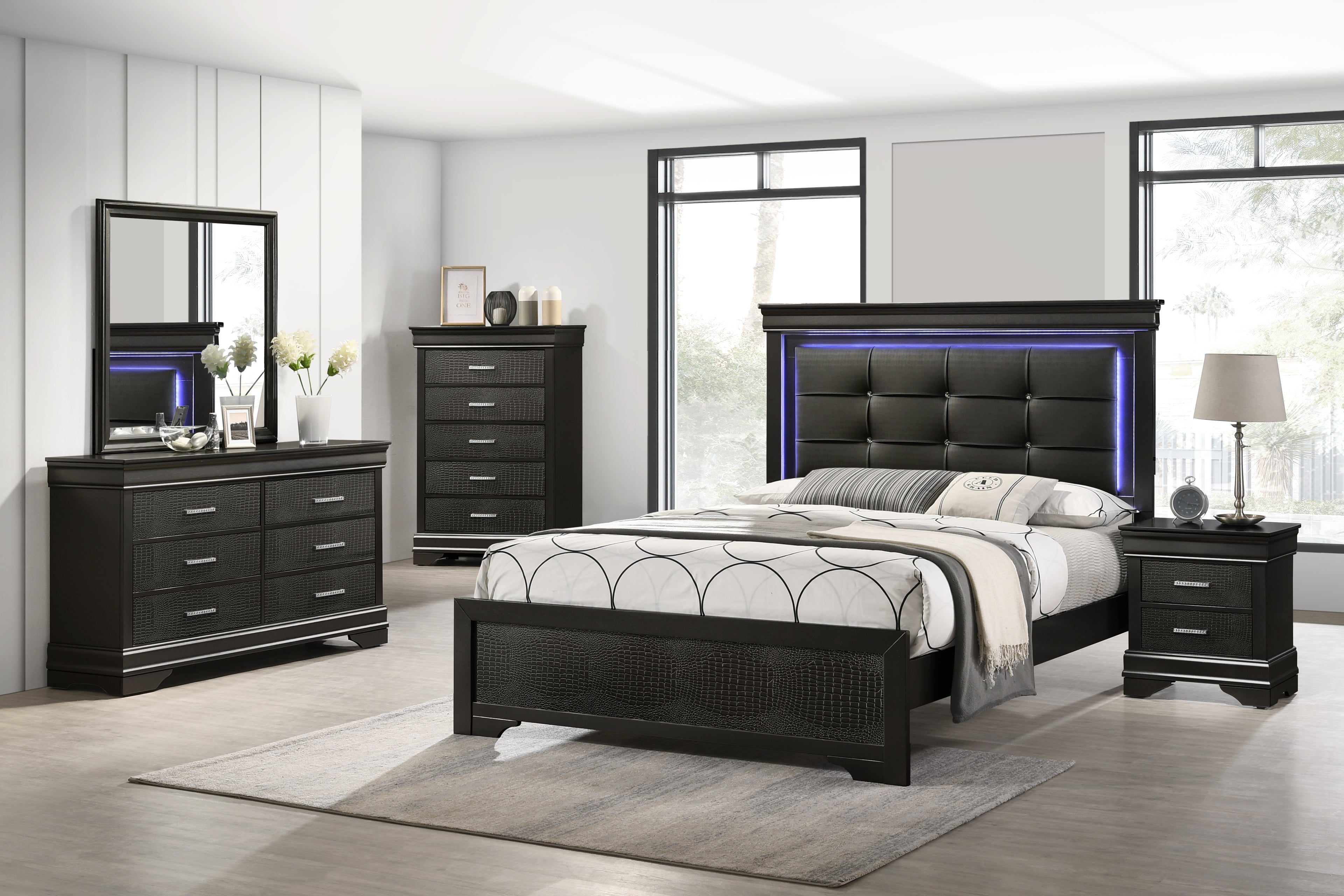 Arya Black LED Bed