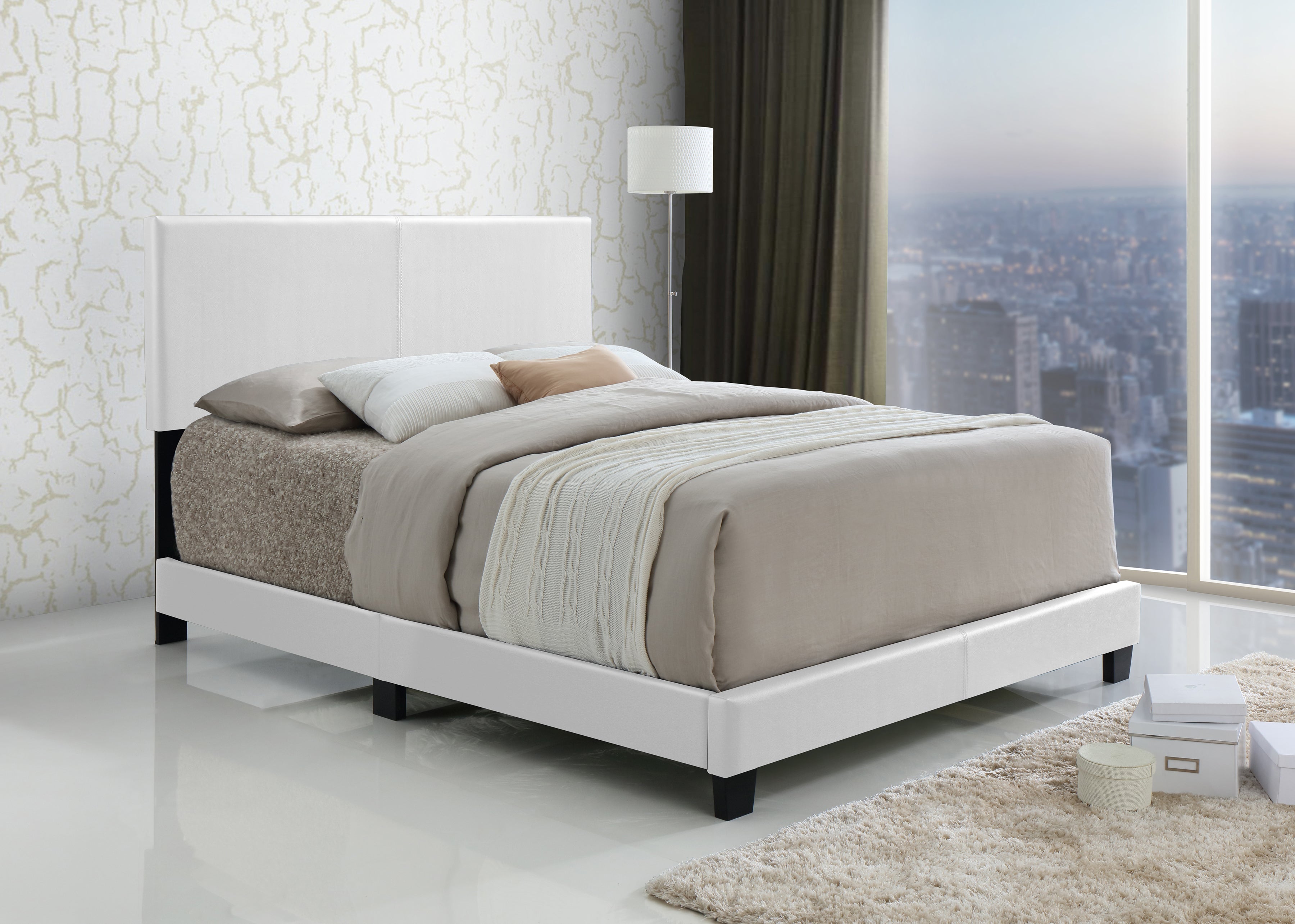 Wade White Upholstered Bed