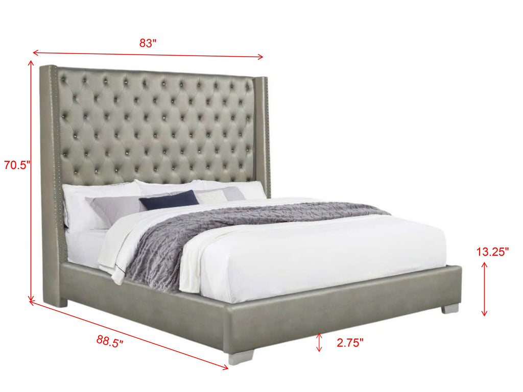 Annah Grey PU Bed – product view 2
