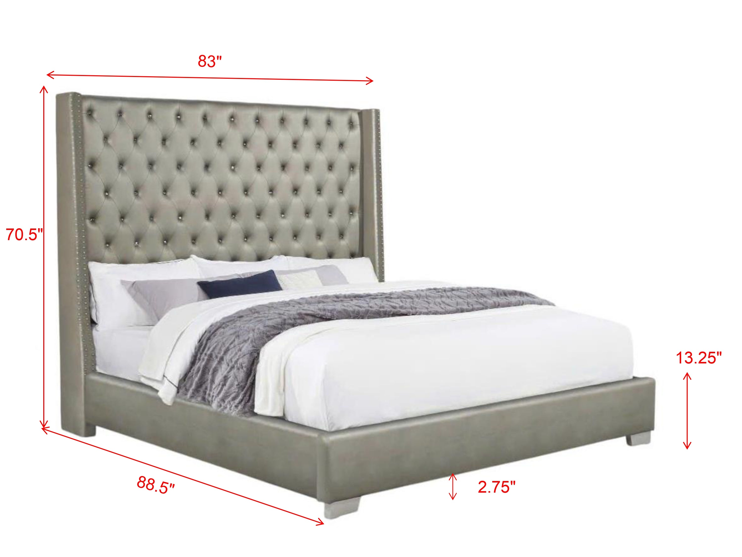 Annah Grey PU Bed – product view 2