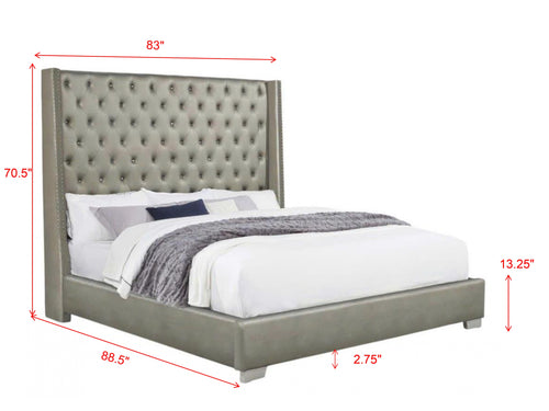 Annah Grey PU Bed – product view 2