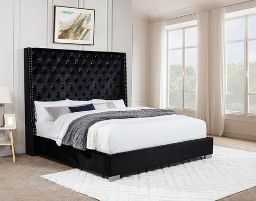 Annah Black Velvet Bed