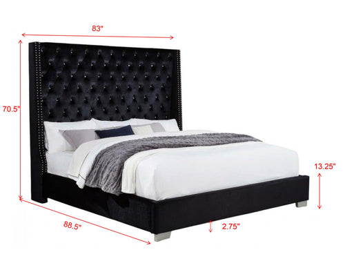 Annah Black Velvet Bed – product view 2